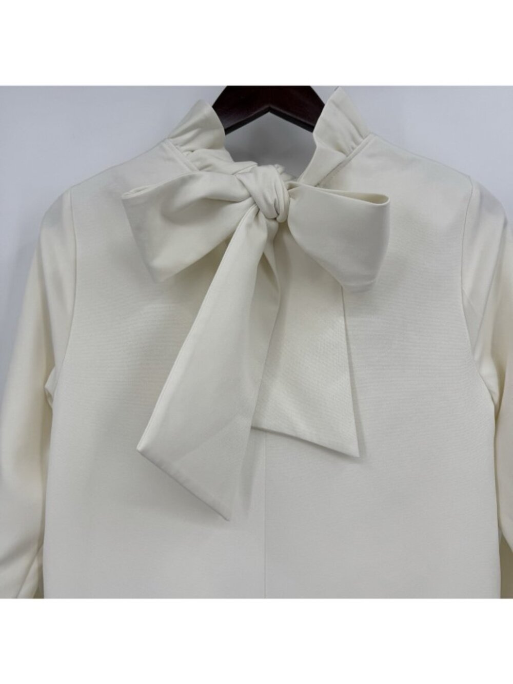 Tuckernuck Ivory Daphne Dress size L Large Ruffle Collar Bow Swing Mini Cocktail - Picture 6 of 8